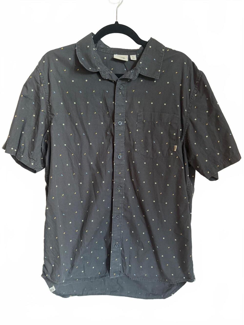 Vans Men's Black Short Sleeve Colorful Retro Print Button-Up Shirt Size L